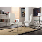 Baxton Studio Toulan Modern and Contemporary White Faux Leather Upholstered Stainless Steel Dining Chair - Dining Room