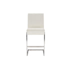 Baxton Studio Toulan Modern and Contemporary White Faux Leather Upholstered Stainless Steel Barstool - Bar Furniture