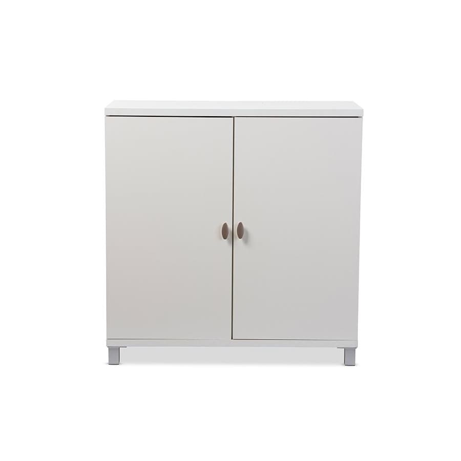 Baxton Studio Marcy Modern and Contemporary White Wood Entryway Handbags or School Bags Storage Sideboard Cabinet - Entryway Furniture