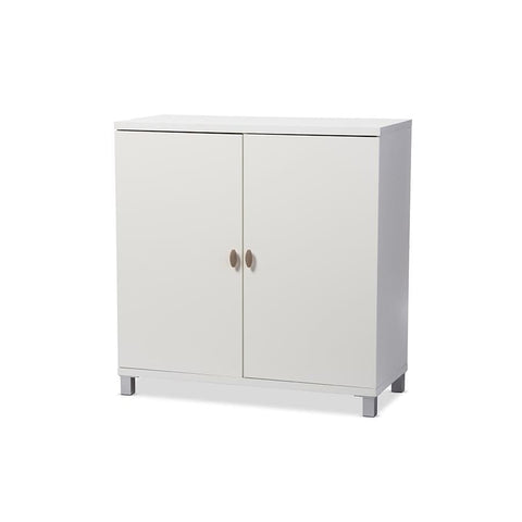 Baxton Studio Marcy Modern and Contemporary White Wood Entryway Handbags or School Bags Storage Sideboard Cabinet - Entryway Furniture