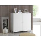 Baxton Studio Marcy Modern and Contemporary White Wood Entryway Handbags or School Bags Storage Sideboard Cabinet - Entryway Furniture