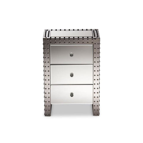 Baxton Studio Azura Modern and Contemporary Hollywood Regency Glamour Style Nightstand Bedside Table - Bedroom Furniture