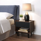 Manhattan Comfort Duane Modern Ribbed Nightstand with Full Extension Drawer in Dark Brown and Black