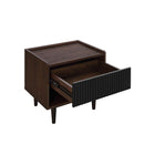Manhattan Comfort Duane Modern Ribbed Nightstand with Full Extension Drawer in Dark Brown and Black