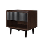 Manhattan Comfort Duane Modern Ribbed Nightstand with Full Extension Drawer in Dark Brown and Black-Modern Room Deco