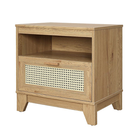 Manhattan Comfort Sheridan Modern Cane Nightstand in Nature-Modern Room Deco