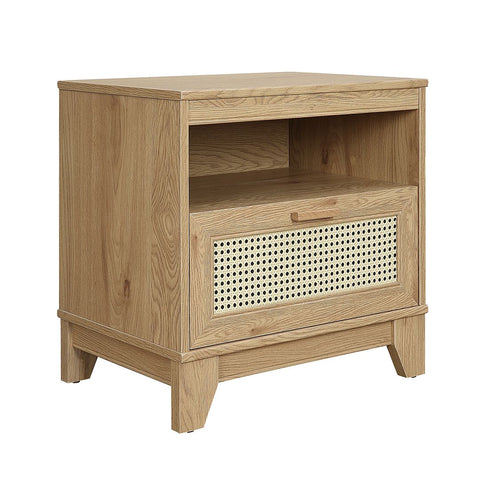 Manhattan Comfort Sheridan Modern Cane Nightstand in Nature-Modern Room Deco