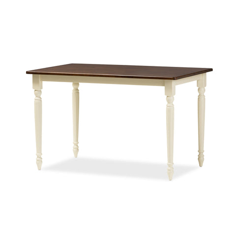 Baxton Studio Napoleon French Country Cottage Buttermilk and Cherry Brown Finishing Wood Dining Table - Dining Room