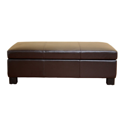 Baxton Studio Gallo Dark Brown Leather Storage Ottoman - Living Room Furniture