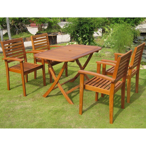 International Caravan Seva Royal Tahiti 5-Piece Patio Group - Outdoor Furniture