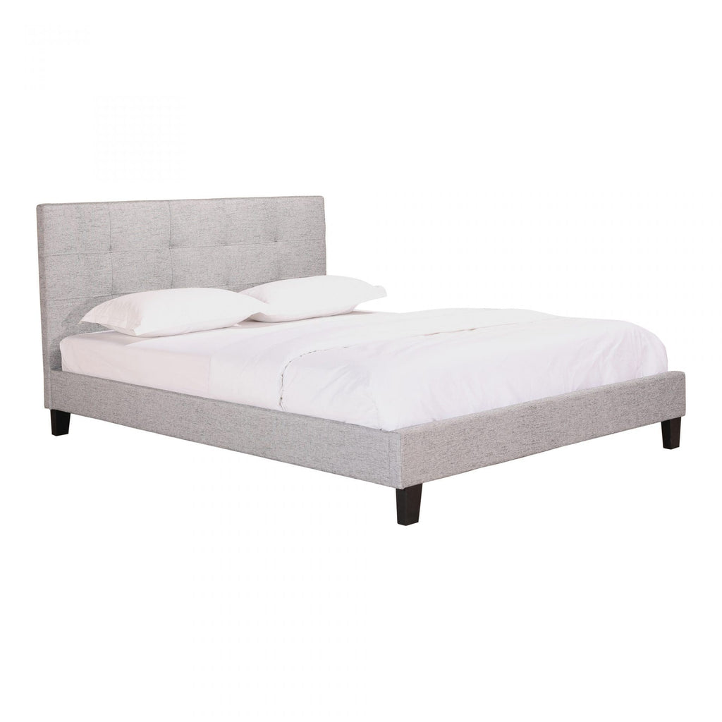 Moes Eliza Queen Bed Grey Fabric - Light Grey - Bedroom Beds