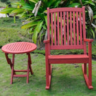 International Caravan Nicosia Acacia Wood Rocker and Side Table - Barn Red - Outdoor Furniture