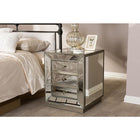 Baxton Studio Currin Contemporary Mirrored 3-Drawer Nightstand - Bedroom Furniture