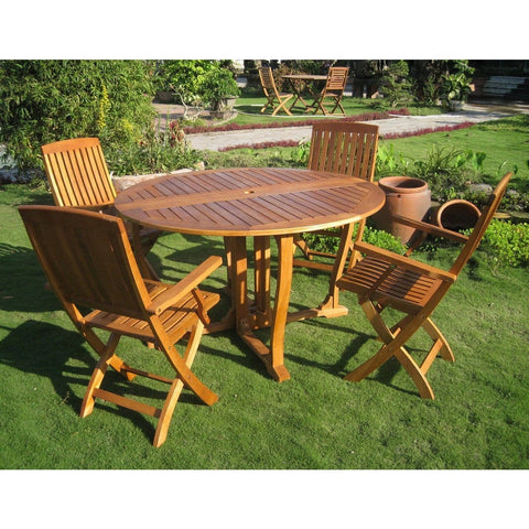 International Caravan Marbella Set of 5 Round Dining Group - Outdoor Furniture