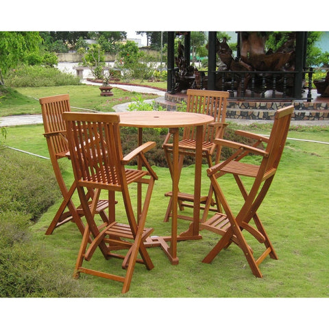 International Caravan Lugo Set of 5 Bar Height Table Group - Outdoor Furniture