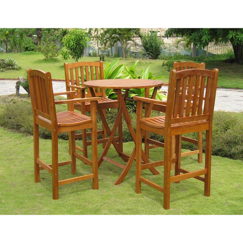 International Caravan Pontevedra Set of 5 Bar Height Table Group - Outdoor Furniture