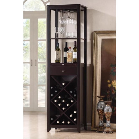 Baxton Studio Austin Brown Wood Modern Wine Tower - Bar Furniture
