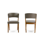 Baxton Studio Montreal Mid-Century Dark Walnut Wood Grey Faux Leather Dining Chairs - Dining Room