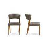 Baxton Studio Montreal Mid-Century Dark Walnut Wood Grey Faux Leather Dining Chairs - Dining Room