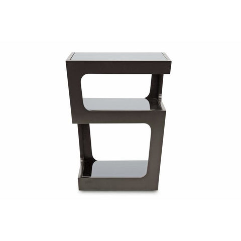 Baxton Studio Clara Black Modern End Table with 3-Tiered Glass Shelves - Living Room Furniture