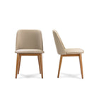 Baxton Studio Lavin Mid-Century Walnut Light Brown/Beige Faux Leather Dining Chair - Dining Room