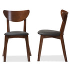 Baxton Studio Sumner Mid-Century Black Faux Leather and Walnut Brown Dining Chair - Dining Room