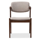 Baxton Studio Elegant Mid-Century Dark Walnut Wood Grey Fabric Upholstered Dining Armchair - Dining Room