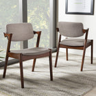 Baxton Studio Elegant Mid-Century Dark Walnut Wood Grey Fabric Upholstered Dining Armchair - Dining Room