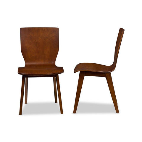 Baxton Studio Elsa Mid-century Modern Scandinavian Style Dark Walnut Bent Wood Dining Chair - Dining Room