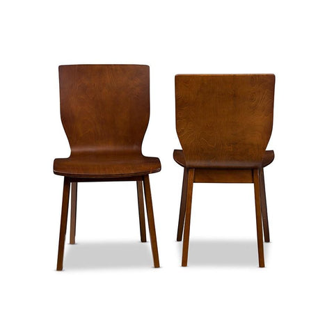 Baxton Studio Elsa Mid-century Modern Scandinavian Style Dark Walnut Bent Wood Dining Chair - Dining Room
