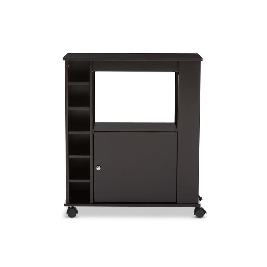 Baxton Studio Ontario Modern and Contemporary Dark Brown Wood Modern Dry Bar and Wine Cabinet - Bar Furniture