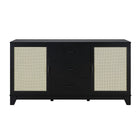 Manhattan Comfort Sheridan 59.05 Modern Cane Sideboard with Adjustable Shelves in Black