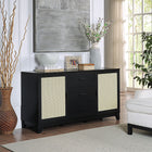 Manhattan Comfort Sheridan 59.05 Modern Cane Sideboard with Adjustable Shelves in Black