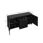 Manhattan Comfort Sheridan 59.05 Modern Cane Sideboard with Adjustable Shelves in Black