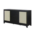 Manhattan Comfort Sheridan 59.05 Modern Cane Sideboard with Adjustable Shelves in Black-Modern Room Deco