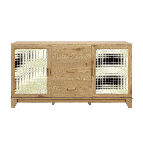Manhattan Comfort Sheridan 59.05 Modern Cane Sideboard with Adjustable Shelves in Nature-Modern Room Deco