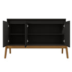 Manhattan Comfort Mid-Century Modern Gales 48.50 Sideboard with Solid Wood Legs in Matte Black