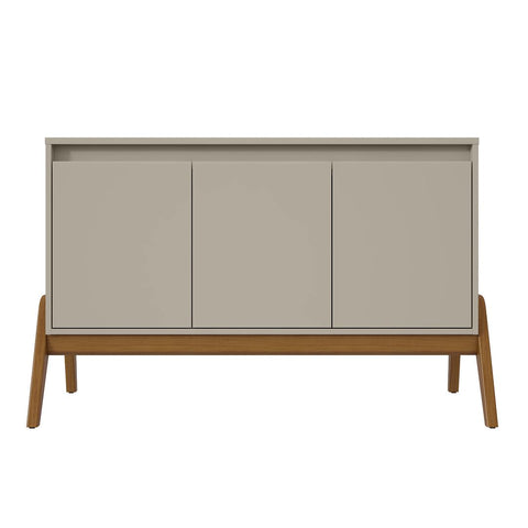 Manhattan Comfort Mid-Century Modern Gales 48.50 Sideboard with Solid Wood Legs in Greige-Modern Room Deco