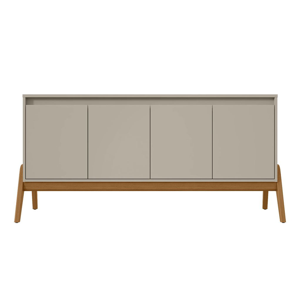Manhattan Comfort Mid-Century Modern Gales 63.32 Sideboard with Solid Wood Legs in Greige-Modern Room Deco
