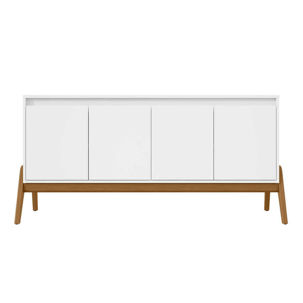 Manhattan Comfort Mid-Century Modern Gales 63.32 Sideboard with Solid Wood Legs in Matte White-Modern Room Deco