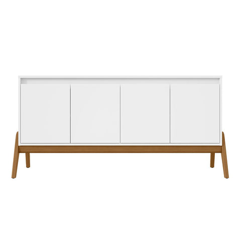 Manhattan Comfort Mid-Century Modern Gales 63.32 Sideboard with Solid Wood Legs in Matte White-Modern Room Deco
