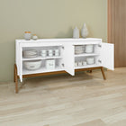 Manhattan Comfort Mid-Century Modern Gales 63.32 Sideboard with Solid Wood Legs in Matte White