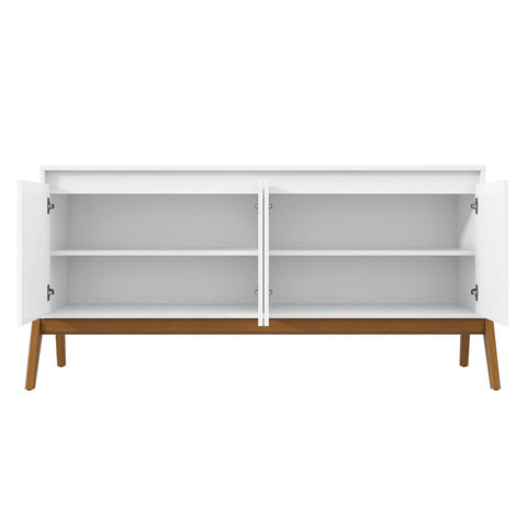 Manhattan Comfort Mid-Century Modern Gales 63.32 Sideboard with Solid Wood Legs in Matte White-Modern Room Deco