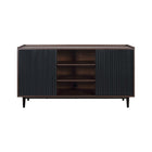 Manhattan Comfort Duane 59.05 Modern Ribbed Sideboard with Adjustable Shelves in Dark Brown and Black