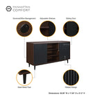 Manhattan Comfort Duane 59.05 Modern Ribbed Sideboard with Adjustable Shelves in Dark Brown and Black