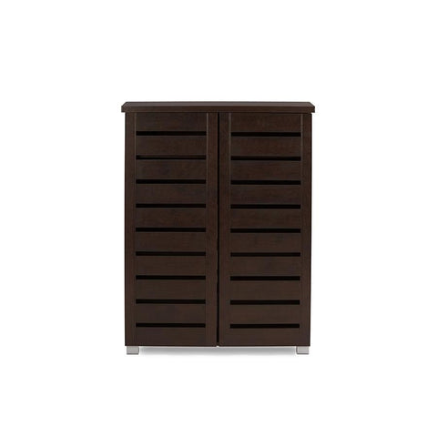 Baxton Studio Adalwin Modern and Contemporary 2-Door Dark Brown Wooden Entryway Shoes Storage Cabinet - Entryway Furniture