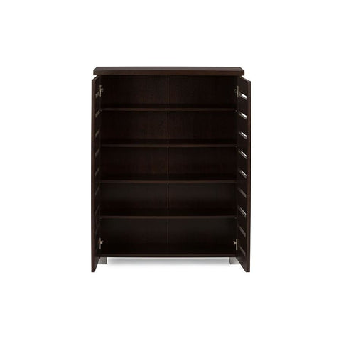 Baxton Studio Adalwin Modern and Contemporary 2-Door Dark Brown Wooden Entryway Shoes Storage Cabinet - Entryway Furniture