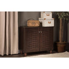 Baxton Studio Winda Modern and Contemporary 2-Door Dark Brown Wooden Entryway Shoes Storage Cabinet - Entryway Furniture