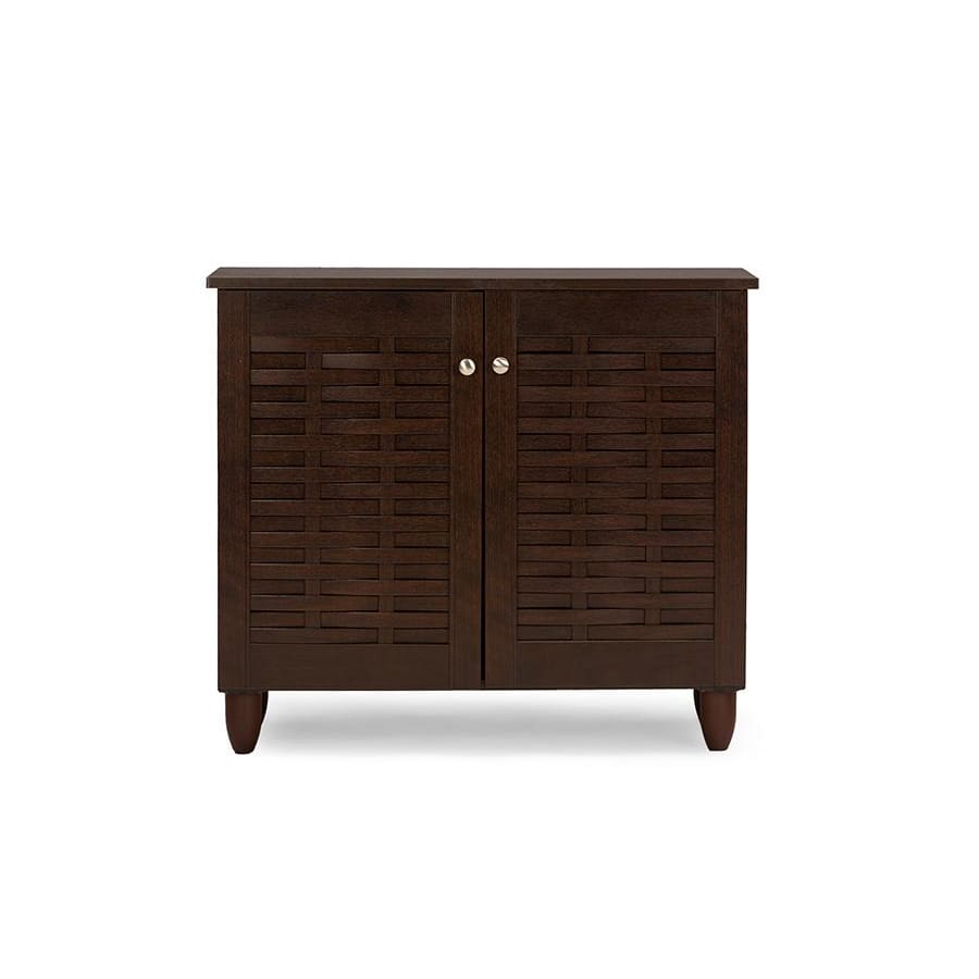 Baxton Studio Winda Modern and Contemporary 2-Door Dark Brown Wooden Entryway Shoes Storage Cabinet - Entryway Furniture