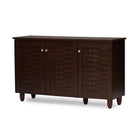 Baxton Studio Winda Modern and Contemporary 3-Door Dark Brown Wooden Entryway Shoes Storage Cabinet - Entryway Furniture